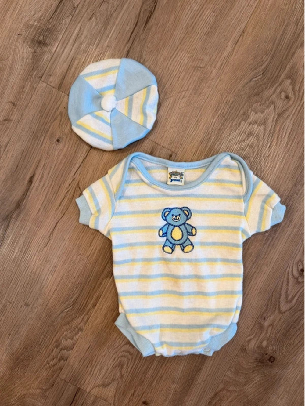 Vintage Baby Boy Two Piece Set Stone Size 0-3 Months